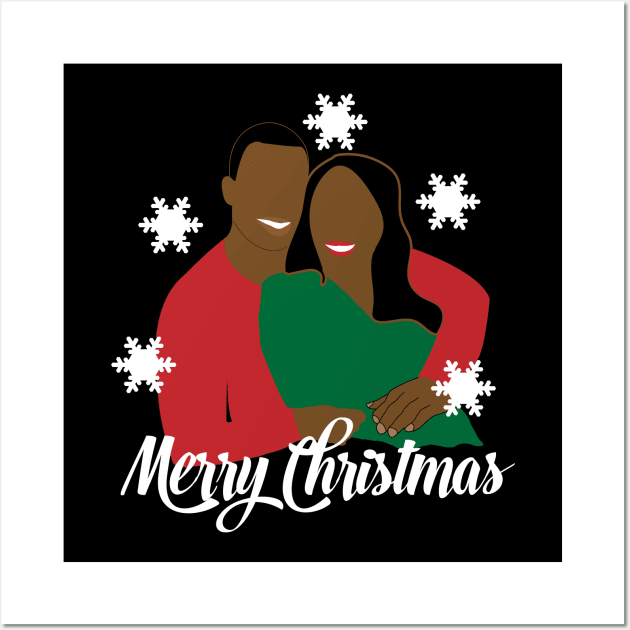 African American Couple Black Love Christmas Wall Art by blackartmattersshop